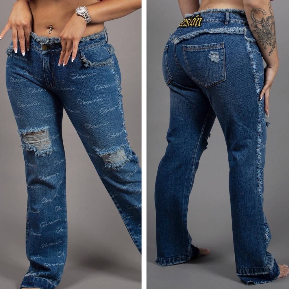 Bodied Kali Uchis Tomboy Elegante Obsesion Jeans Distressed Vintage Blue Size 12